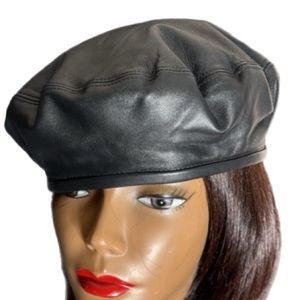 Hat Attack Black Leather Beret